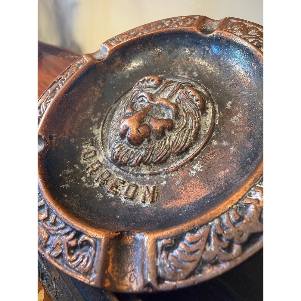 Vintage‎ Lion Ashtray - Cast Metal Copper Tone Catchall